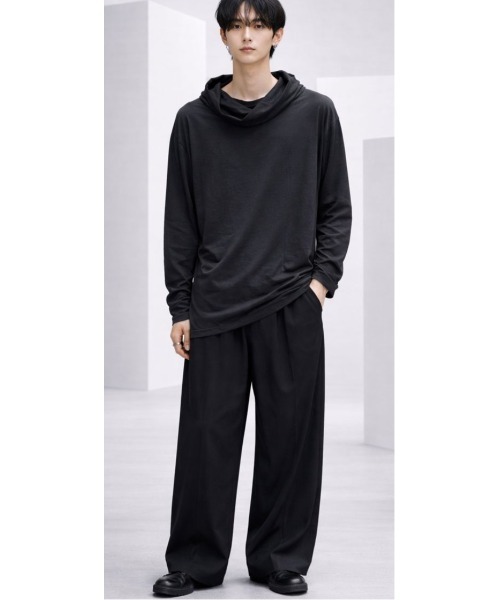Sakka（サッカ）の「GGD国産オフタートルネックルーズフィットロンTEE（Tシャツ/カットソー・メンズ・ブラック/オフホワイト・FREE）」の4枚目の写真