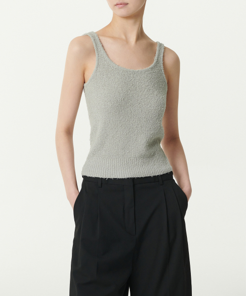 MUSINSA STANDARD WOMAN（ムシンサスタンダードウーマン）の「ウィメンズファンシーヤーンリブニットスリーブレストップ[ライトグレー]（ニット/セーター・レディース・その他・S/M）」の2枚目の写真