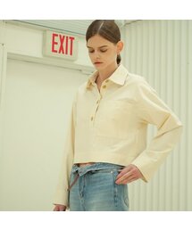 Wide Sleeve Cropped Blouse _Cream