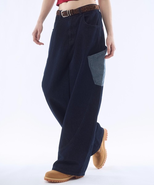 Contrast pocket curve denim pants/配色ポケットカーブデニムパンツ Contrast pocket curve denim pants/配色ポケットカーブデニムパンツ