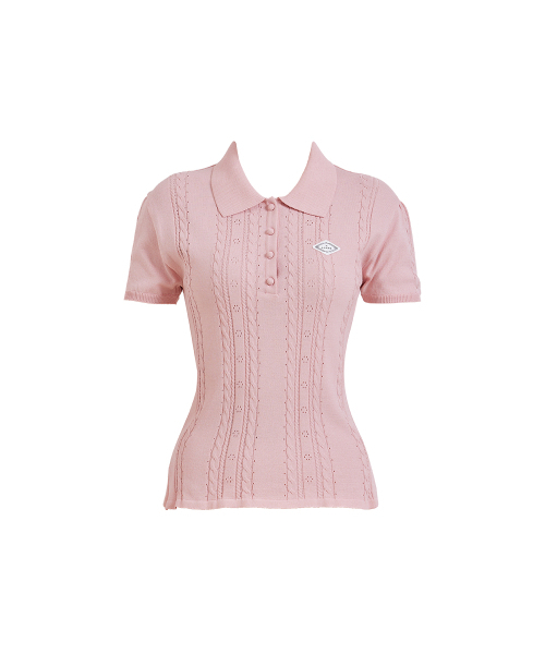 J.JANE（ジェイジェーン）の「サマー透かしポロニット (ピンク)（ニット/セーター・レディース・ピンク・S/M）」の2枚目の写真