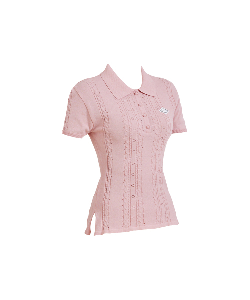 J.JANE（ジェイジェーン）の「サマー透かしポロニット (ピンク)（ニット/セーター・レディース・ピンク・S/M）」の3枚目の写真