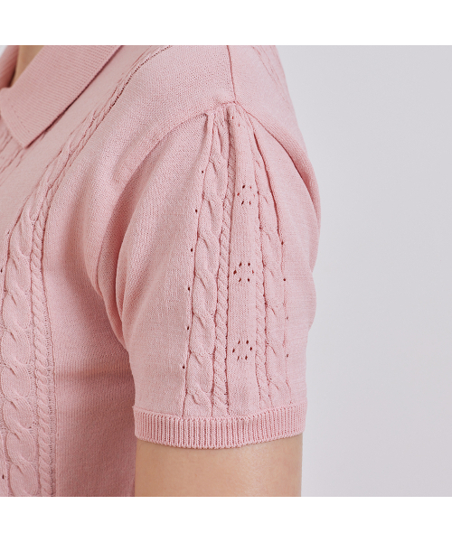 J.JANE（ジェイジェーン）の「サマー透かしポロニット (ピンク)（ニット/セーター・レディース・ピンク・S/M）」の6枚目の写真