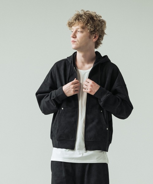 SLICK(スリック)の「【SLICK/スリック】Used Printed Sweat Zip Parka/ユーズドプリントショートレングスジップパーカー/ビンテージ/短丈(パーカー・メンズ・ブラック/グレー・2/1/3)」の3枚目の写真