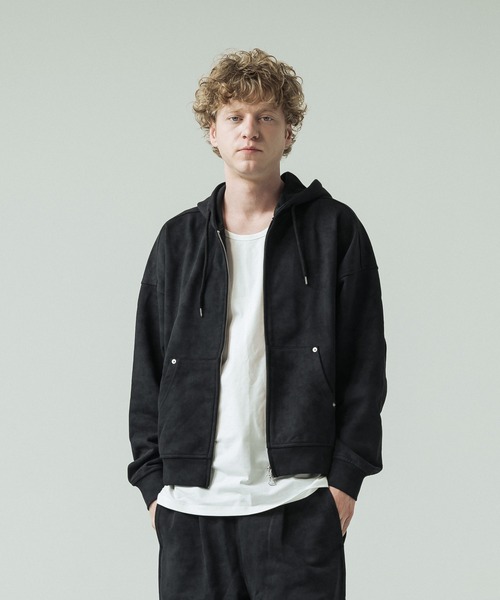 SLICK(スリック)の「【SLICK/スリック】Used Printed Sweat Zip Parka/ユーズドプリントショートレングスジップパーカー/ビンテージ/短丈(パーカー・メンズ・ブラック/グレー・2/1/3)」の4枚目の写真