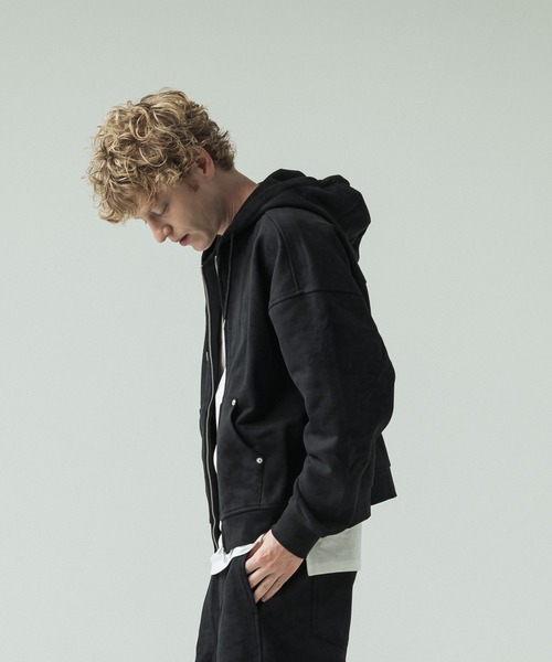 SLICK(スリック)の「【SLICK/スリック】Used Printed Sweat Zip Parka/ユーズドプリントショートレングスジップパーカー/ビンテージ/短丈(パーカー・メンズ・ブラック/グレー・2/1/3)」の5枚目の写真