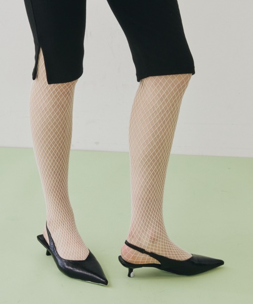 FUULLY STUDIO（フーリィーステューディオ）の「網タイツ（タイツ/ストッキング・レディース・アイボリー・FREE）」の4枚目の写真