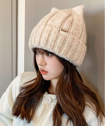 MAISON DE THERESE（メゾン ド テレーズ）の「裏起毛 防寒 猫耳ニット帽（ニットキャップ/ビーニー）」