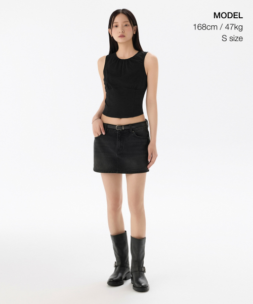 MUSINSA STANDARD WOMAN（ムシンサスタンダードウーマン）の「ウィメンズシャーリングビスチェタンクトップ[ブラック]（Tシャツ/カットソー・レディース・その他・SMALL/MEDIUM/LARGE/X-SMALL）」の4枚目の写真