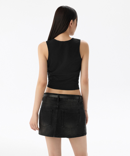 MUSINSA STANDARD WOMAN（ムシンサスタンダードウーマン）の「ウィメンズシャーリングビスチェタンクトップ[ブラック]（Tシャツ/カットソー・レディース・その他・SMALL/MEDIUM/LARGE/X-SMALL）」の5枚目の写真