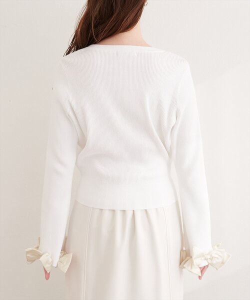 natural couture(ナチュラルクチュール)の「袖口リボンリブカーデ(カーディガン/ボレロ・レディース・グレー/オフホワイト/ネイビー/ピンク・FREE)」の21枚目の写真