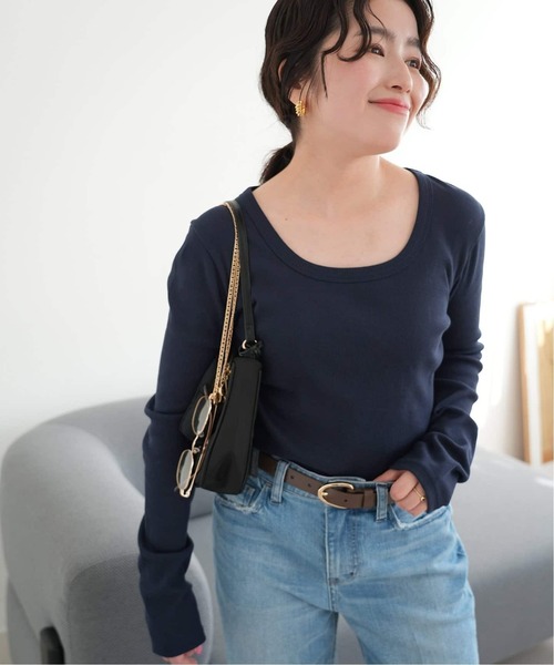 SLOBE IENA（スローブイエナ）の「《WEB限定/追加》パーフェクトカットソー（Tシャツ/カットソー・レディース・ネイビー/グレー/レッド/イエロー・FREE）」の3枚目の写真