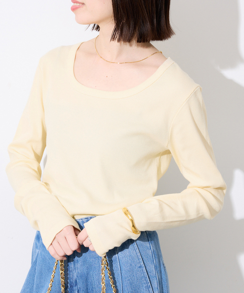 SLOBE IENA（スローブイエナ）の「《WEB限定/追加》パーフェクトカットソー（Tシャツ/カットソー・レディース・ネイビー/グレー/レッド/イエロー・FREE）」の4枚目の写真