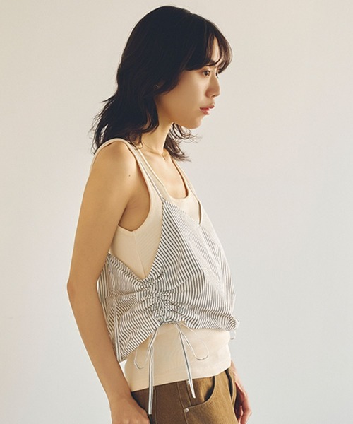 daily CLIP】ストライプギャザーキャミ（キャミソール）｜studio CLIP