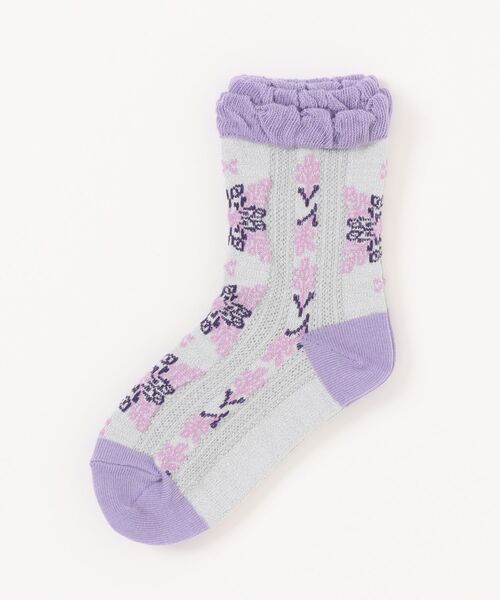 zuppa di zucca（ズッパ デ ズッカ）の「エスニックフラワークルーソックス（ソックス/靴下・キッズ・サックスブルー/モーブ系・L/LL/M）」の2枚目の写真