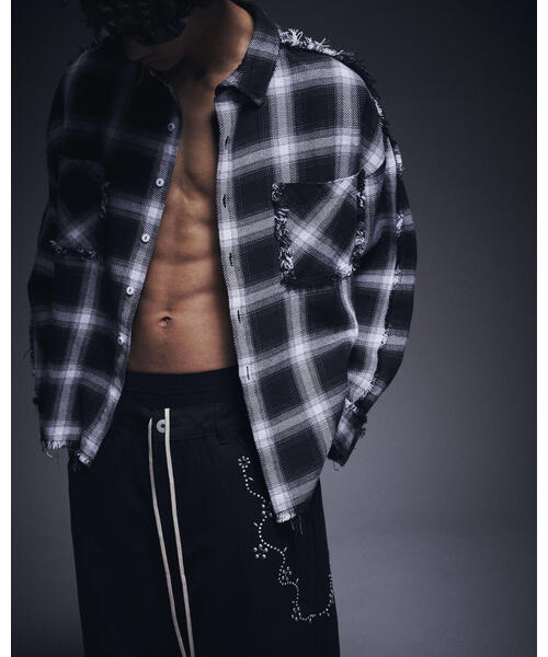 DANKE SCHON(ダンケシェーン)の「DankeSchon/ダンケシェーン/FLANNEL DAMAGE SHIRTS OMBRE(シャツ/ブラウス・レディース・ホワイト/ブルー/レッド・L)」の2枚目の写真