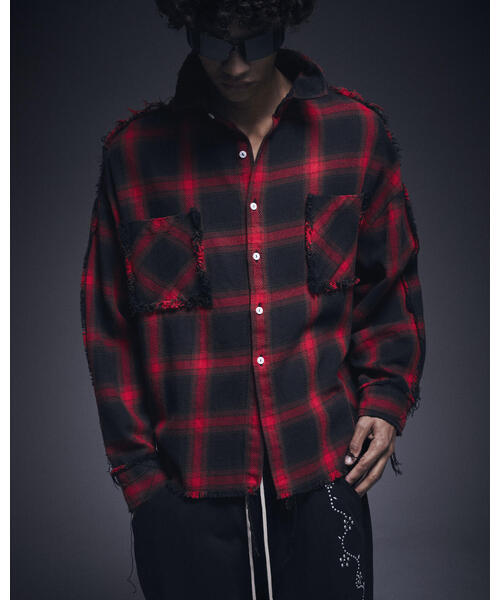 DANKE SCHON(ダンケシェーン)の「DankeSchon/ダンケシェーン/FLANNEL DAMAGE SHIRTS OMBRE(シャツ/ブラウス・レディース・ホワイト/ブルー/レッド・L)」の1枚目の写真