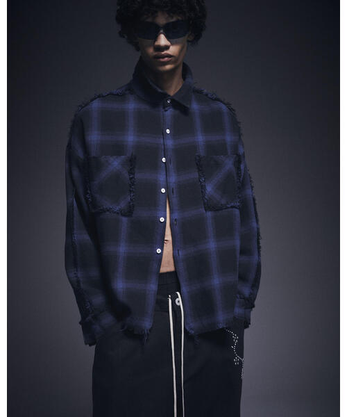 DANKE SCHON(ダンケシェーン)の「DankeSchon/ダンケシェーン/FLANNEL DAMAGE SHIRTS OMBRE(シャツ/ブラウス・レディース・ホワイト/ブルー/レッド・L)」の3枚目の写真