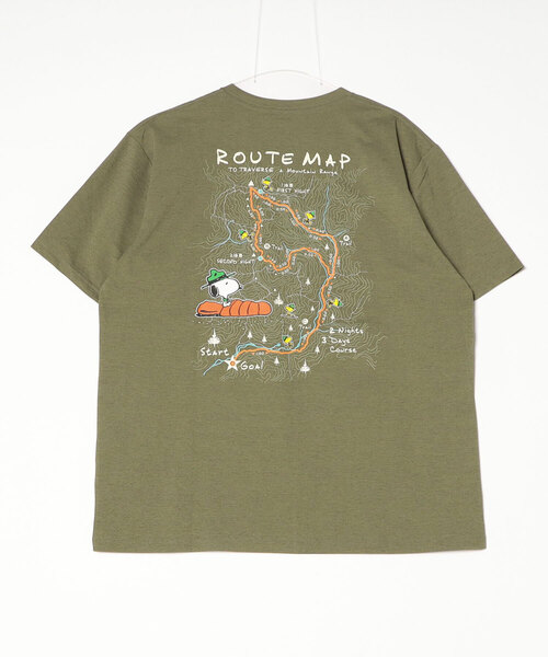 PEANUTS(ピーナッツ)の「ピーナッツ PEANUTS グラフィック半袖Tピーナッツ等高線MAP(Tシャツ/カットソー・メンズ・カーキ/ブラック/ブルー/ホワイト・S/M/L/LL/3L)」の5枚目の写真
