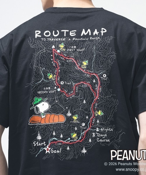PEANUTS(ピーナッツ)の「ピーナッツ PEANUTS グラフィック半袖Tピーナッツ等高線MAP(Tシャツ/カットソー・メンズ・カーキ/ブラック/ブルー/ホワイト・S/M/L/LL/3L)」の15枚目の写真