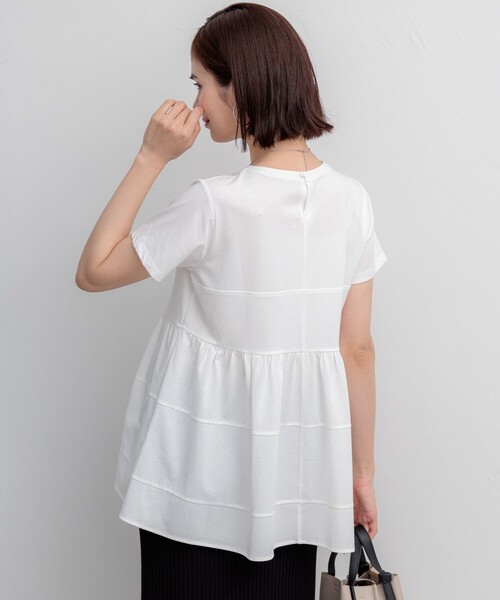 組曲 L(クミキョク オオキイサイズ)の「ビスチェ風ティアードTシャツ(Tシャツ/カットソー・レディース・ブラック系/スカイブルー系・6/5/7)」の9枚目の写真