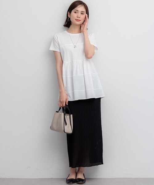 組曲 L(クミキョク オオキイサイズ)の「ビスチェ風ティアードTシャツ(Tシャツ/カットソー・レディース・ブラック系/スカイブルー系・6/5/7)」の11枚目の写真