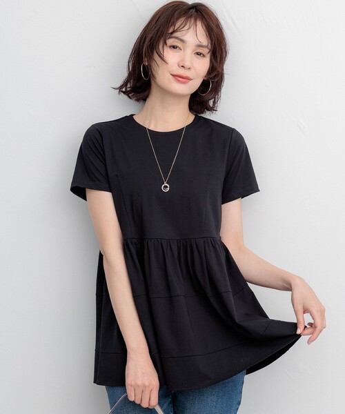 組曲 L(クミキョク オオキイサイズ)の「ビスチェ風ティアードTシャツ(Tシャツ/カットソー・レディース・ブラック系/スカイブルー系・6/5/7)」の13枚目の写真