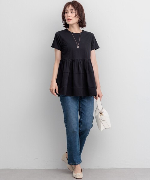 組曲 L(クミキョク オオキイサイズ)の「ビスチェ風ティアードTシャツ(Tシャツ/カットソー・レディース・ブラック系/スカイブルー系・6/5/7)」の15枚目の写真