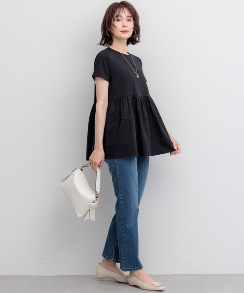 組曲 L(クミキョク オオキイサイズ)の「ビスチェ風ティアードTシャツ(Tシャツ/カットソー・レディース・ブラック系/スカイブルー系・6/5/7)」の16枚目の写真
