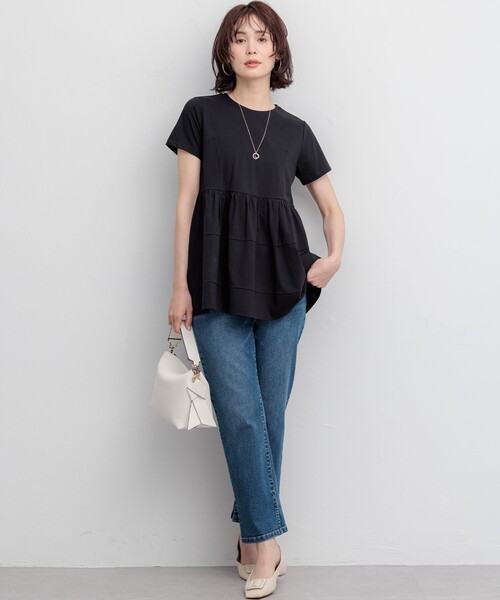 組曲 L(クミキョク オオキイサイズ)の「ビスチェ風ティアードTシャツ(Tシャツ/カットソー・レディース・ブラック系/スカイブルー系・6/5/7)」の17枚目の写真