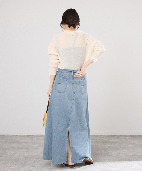 IENA（イエナ）の「YANUK/ヤヌーク Flare Long Skirt スカート（デニムスカート・レディース・ブルー・SMALL/MEDIUM/LARGE）」の10枚目の写真