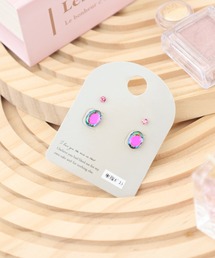 JOSSDROPS 4点セット 金属アレルギー対応 樹脂ポスト 日本製 キラキラ オーロラ ピアス 男女兼用