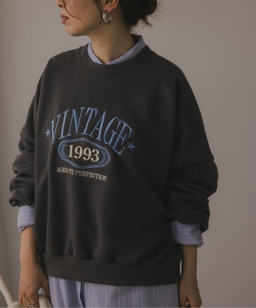 VINTAGE ロゴ オーバーサイズ 刺繍 スウェット トレーナー（スウェット
