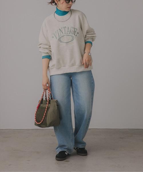 210nouve（トゥージュヌーブ）の「VINTAGE ロゴ オーバーサイズ 刺繍 スウェット トレーナー（スウェット・レディース・チャコールグレー/オレンジ/オートミール・FREE）」の11枚目の写真