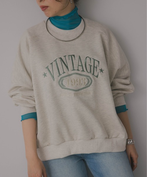 VINTAGE ロゴ オーバーサイズ 刺繍 スウェット トレーナー（スウェット