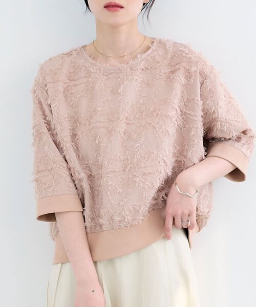 le.coeur blanc（ルクールブラン）の「《WEB限定アイテム》ジャガードクルーネックブラウス（シャツ/ブラウス・レディース・ライトピンク/ブラック/アイボリー・38）」の3枚目の写真