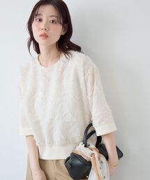 《WEB限定アイテム》ジャガードクルーネックブラウス