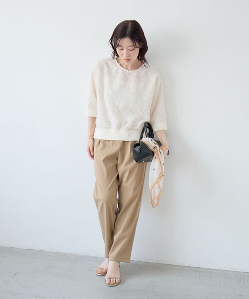 le.coeur blanc（ルクールブラン）の「《WEB限定》ジャガードクルーネックブラウス（シャツ/ブラウス・レディース・ライトピンク/ブラック/アイボリー・38）」の5枚目の写真