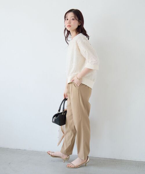 le.coeur blanc（ルクールブラン）の「《WEB限定》ジャガードクルーネックブラウス（シャツ/ブラウス・レディース・ライトピンク/ブラック/アイボリー・38）」の6枚目の写真