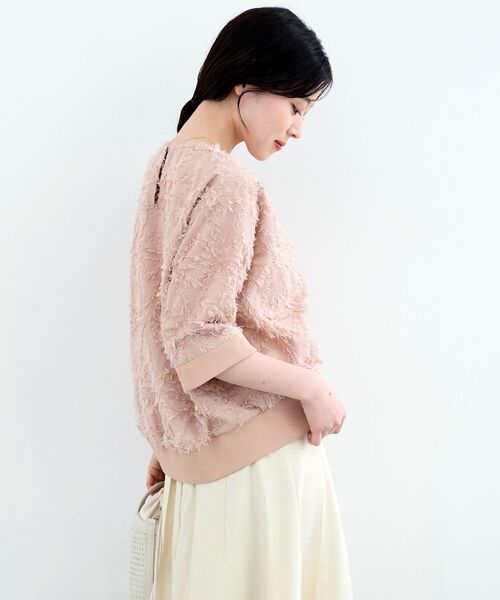 le.coeur blanc（ルクールブラン）の「《WEB限定》ジャガードクルーネックブラウス（シャツ/ブラウス・レディース・ライトピンク/ブラック/アイボリー・38）」の16枚目の写真