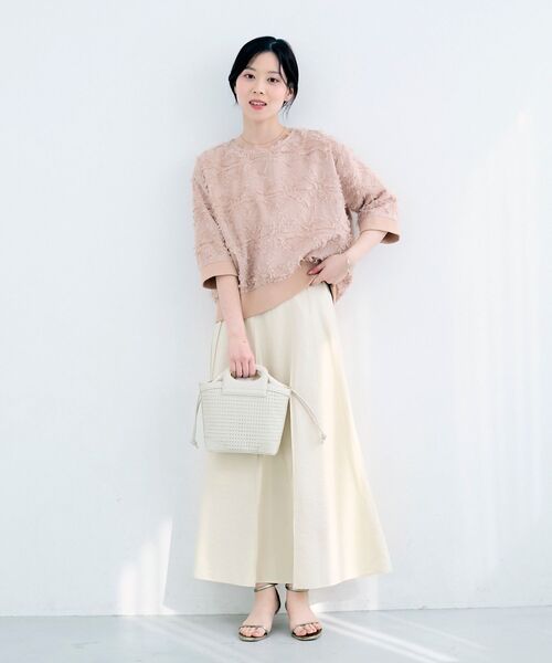 le.coeur blanc（ルクールブラン）の「《WEB限定アイテム》ジャガードクルーネックブラウス（シャツ/ブラウス・レディース・ライトピンク/ブラック/アイボリー・38）」の5枚目の写真