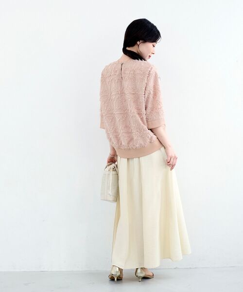 le.coeur blanc（ルクールブラン）の「《WEB限定アイテム》ジャガードクルーネックブラウス（シャツ/ブラウス・レディース・ライトピンク/ブラック/アイボリー・38）」の9枚目の写真