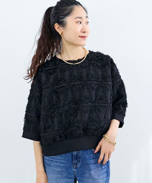 le.coeur blanc（ルクールブラン）の「《WEB限定アイテム》ジャガードクルーネックブラウス（シャツ/ブラウス・レディース・ライトピンク/ブラック/アイボリー・38）」の11枚目の写真