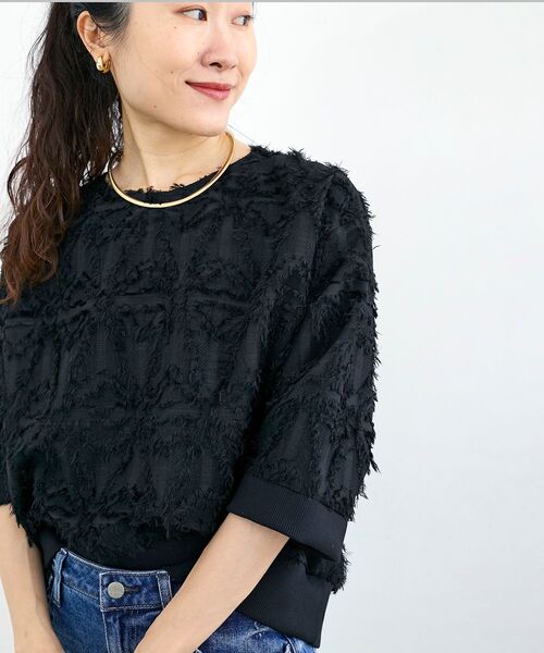 le.coeur blanc（ルクールブラン）の「《WEB限定アイテム》ジャガードクルーネックブラウス（シャツ/ブラウス・レディース・ライトピンク/ブラック/アイボリー・38）」の12枚目の写真