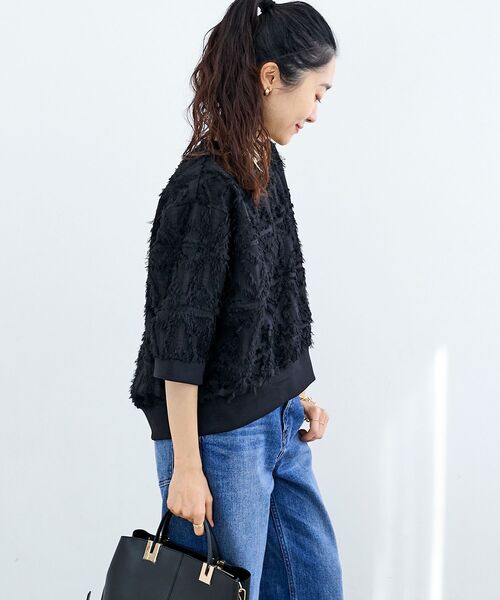 le.coeur blanc（ルクールブラン）の「《WEB限定アイテム》ジャガードクルーネックブラウス（シャツ/ブラウス・レディース・ライトピンク/ブラック/アイボリー・38）」の16枚目の写真