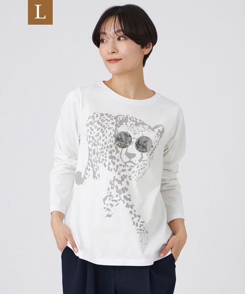 EVEX by KRIZIA（エヴェックスバイクリツィア）の「【L】【ウォッシャブル】グラスパンサープリントカットソー（Tシャツ/カットソー・レディース・ブルー系その他2/チャコールグレー/オフホワイト・46/44）」の2枚目の写真