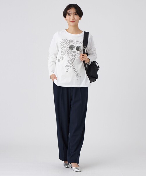 EVEX by KRIZIA（エヴェックスバイクリツィア）の「【L】【ウォッシャブル】グラスパンサープリントカットソー（Tシャツ/カットソー・レディース・ブルー系その他2/チャコールグレー/オフホワイト・46/44）」の4枚目の写真
