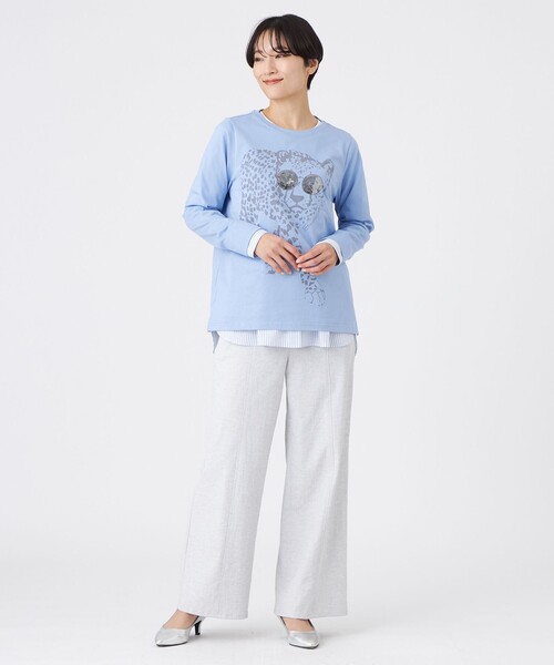 EVEX by KRIZIA（エヴェックスバイクリツィア）の「【L】【ウォッシャブル】グラスパンサープリントカットソー（Tシャツ/カットソー・レディース・ブルー系その他2/チャコールグレー/オフホワイト・46/44）」の8枚目の写真