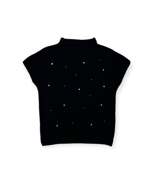 BORN SLIPPY(ボーンスリッピー)の「Soft Crystal Drift Mock Neck Knit (Black)(ベスト・レディース・その他・FREE)」の3枚目の写真