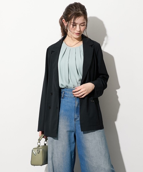 slattgir(スラットジール)の「高身長 シアーテーラードジャケット(トールサイズ)(テーラードジャケット・レディース・ブラック/アイボリー・TM/TL/TLL/T3L)」の6枚目の写真